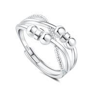Estrellique 925 Sterling Silver Anxiety Rings, 925 Silver Anti-Stress Rings for Anxiety Women Children Men, Adjustable Anxiety Fidget Rings with Zirconia, Decompression Rings with 6/7/8 Spinning Beads