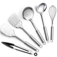 ReaNea Stainless Steel Cooking Utensils Set 4 Pieces, Kitchen Tools Set Include Metal Spatula Set, Kitchen Skimmer, Soup Ladle, Kitchen Gadgets Essentials New Home Must Have