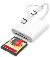 SD Card Reader for iPhone, Lightning to SD Card Reader, Camera Adapter to iPhone, SD to iPhone Adapter, 2 in 1 SD Reader for iPhone, Memory Card Reader for iPhone