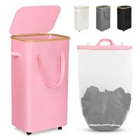 Qidordour Fabric Laundry Hamper with Wheels and Lid