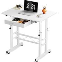 GTPLAYER Standing Desk Height Adjustable 8050cm, Mobile Small Portable Computer Office Desks with Wheels, Tablet Slot and Smart Storage, Manual Sit Stand Table for Home Office