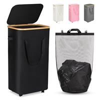 Qidordour Fabric Laundry Hamper with Wheels and Lid