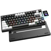 YUNZII AL80 Wireless Mechanical Keyboard,Full Aluminum CNC, Smart LCD Display,Hot Swappable Gasket Mount 75% Layout with Knob,BT/2.4G/USB-C,QMK/VIA Support for Win/Mac
