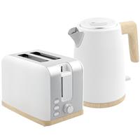 HOMCOM Stainless Steel Kettle and Toaster Set, 1.7L 3000W Fast Boil Kettle & 2 Slice Toaster Kitchen Set with 7 Level Browning Controls, Defrost, Reheat, Auto Off, Boil-Dry Protection