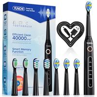 Electric Toothbrush, Rechargeable Sonic Toothbrush with 8 Brush Heads 40000 VPM, Smart Timer 5 Cleaning Modes Last 30 Days Electric Toothbrushes for Adults Kids 6-12