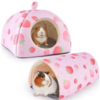 Hedgeink Guinea Pig House with Rabbit Hideout, 2 Pack Guinea Pig Toys Set Rabbit Bed and Guinea Pig Tunnel, Guinea Pig Accessories for Hamster, Ferret, and Bunny