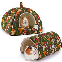 Hedgeink Guinea Pig House with Rabbit Hideout, 2 Pack Guinea Pig Toys Set Rabbit Bed and Guinea Pig Tunnel, Guinea Pig Accessories for Hamster, Ferret, and Bunny