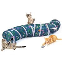 Hedgeink Cat Tunnel S-Shape Peekaboo Cat Cave with Toys Tunnels for Indoor Cats Foldable Rabbit Play Tubes for Guinea Pig, Ferret, Hamster Puppy, Bunny, Kitten