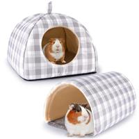 Hedgeink Guinea Pig House with Rabbit Hideout, 2 Pack Guinea Pig Toys Set Rabbit Bed and Guinea Pig Tunnel, Guinea Pig Accessories for Hamster, Ferret, and Bunny