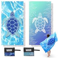 Microfibre Beach Towels for Adults Extra Large 180 90 cm Quick Dry Beach Towel Double Side Print Sand Free Lightweight Beach Towel with Net Bag Microfiber Towels for The Beach Travel Swimming