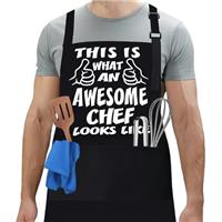 flintronic Funny Cooking Apron Men Women, Waterproof Printed Kitchen Aprons for Men with Three Pockets, Adjustable BBQ Aprons for Kitchen, Restaurant, Coffee House