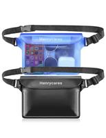 Henrycares 2-Pack Waterproof Pouch Bag for Swimming, IPX8 Waterproof Bumbag with Adjustable Waist Strap, Protect Phone Wallet Passport, for Beach, Paddle Board, Camping, Travel