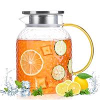 Spring Chef 1250ML/43.99OZ Water Pitcher with Lid Fridge, Water Carafe Fridge Glass Water Jugs for Fridge for Hot Cold Water Ice Tea Wine Coffee Milk Juice Beverage