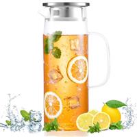 Spring Chef Water Pitcher with Lid Fridge, Glass Water Jugs for Fridge 1500ML/52.79OZ,Fridge Water Carafe for Hot Cold Water Ice Tea Wine Coffee Milk Juice Beverage