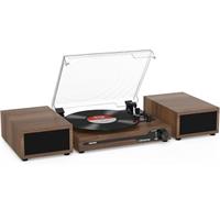Udreamer Record Player with 2 Dual Stereo Speakers, Vintage Turntable Bluetooth 5.3 Supports 3 Speed, AUX-in, RCA Line, USB, Wireless Playback Parent