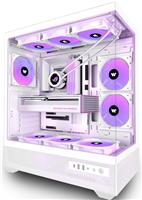 ANSAITE G8 Pre-Installed 6 120mm PWM ARGB Fan, ATX Mid Tower PC Case, Computer case with Panoramic View Tempered Glass Front & Side Panel, Type C Port, Gaming PC Case