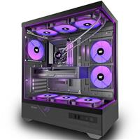 ANSAITE G8 Pre-Installed 6 120mm PWM ARGB Fan, ATX Mid Tower PC Case, Computer case with Panoramic View Tempered Glass Front & Side Panel, Type C Port, Gaming PC Case
