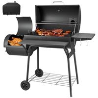 Kendane Charcoal BBQ Grill With Offset Smoker - Charcoal Barbecue Large Oil Drum Barbecue Barrel Grill For Outdoor Garden