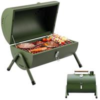 Portable Barbecue Barrel BBQ, Smoker Barbecue Grill | Wooden Carry Handle, Temperature Gauge and Side Vents | Great for Beach, Boat, Caravan, Garden, Party or Camping
