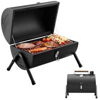 Portable Barbecue Barrel BBQ, Smoker Barbecue Grill | Wooden Carry Handle, Temperature Gauge and Side Vents | Great for Beach, Boat, Caravan, Garden, Party or Camping