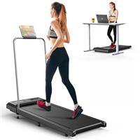 Cardirun Walking Pad Treadmill with Incline & Handle, 2 in 1 Under Desk Treadmills for Home Small, 2.5HP & 136KG Mini Portable Walking Running Machine with LED Display, Voice/App/Remote