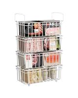UMDONX Freezer Baskets - Chest Freezer Baskets - Stackable Freezer Organiser for 198L Chest,Frozen Foods and Save Space, with Fold down Handle