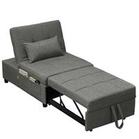 HOMCOM Sleeper Chair Bed, 4-in-1 Convertible Bed Chair, Single Pull Out Bed, Chaise Lounge, Folding Footrest with Pockets, for Living Room, Bedroom, Home Office, Small Space