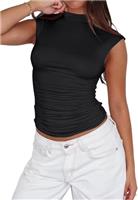 LACOZY Vest Tops Women UK Summer Sleeveless V Neck Crop Casu