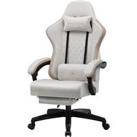 GTPLAYER Fabric Gaming Chair with Footrest, Ergonomic Computer Desk Chair with Pocket Spring Cushion Home Office High Back Support Lumbar Support Heavy Duty Wide
