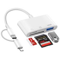 Dual Connectors Dual Slots SD Card Reader for iPhone iPad, Lightning & USB C to MicroSD/SD Card Viewer Camera Memory Card Reader USB C OTG Adapter for Devices with iOS/Android/Other System