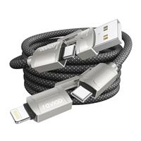 RAVIAD Multi Charger Cable, 4 in 1 3A USB Fast Charging Cord 60W PD Multi Charging Cable USB C/USB A to Lightning, USB C/USB A to USB C for iPhone, Android Samsung Galaxy, Oneplus, LG -1M