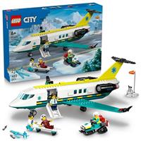 LEGO City Emergency Air Ambulance Airplane Toy - Medical Plane Model - 3 Minifigures incl. a Doctor and Pilot, plus a Snowscooter, Stretcher & Tools, Gift for 6+ Year Old Boys - 60465