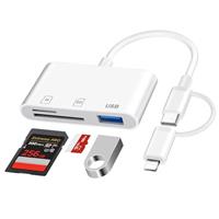 Dual Connectors Dual Slot Lightning USB C SD Card Reader for iPhone iPad