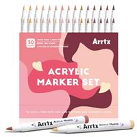 Arrtx Acrylic Markers Paint Pens, Acrylic Paint Pens for Artists Adults -Permanent Brush Tip Paint Marker for Rock Painting, Wood, Canvas, Plastic, Coloring Drawing