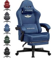 GTPLAYER Fabric Gaming Chair, Ergonomic Computer Chair with Footrest and Lumbar Support Height Adjustable Home Office with 360-Swivel Seat and Headrest