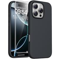 TOCOL 3 in 1 Silicone for iPhone 15 Case 6.1-Inch, with 2 Pack HD Tempered Glass Screen Protector, Liquid Silicone Slim Silky-Soft Touch Multi-Color Anti-Scratch Shockproof Cover, Yellow