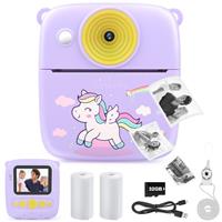 Kids Instant Print Camera, 48MP Digital Camera with 32GB Card & Photo Paper, Perfect Christmas & Birthday Gift for Kids Aged 3-12