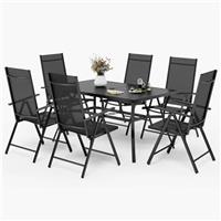 PHI VILLA Garden Table and Chairs Set of 6