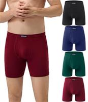 wirarpa Men's Underwear Trunks Modal Boxer Shorts Open Fly Tagless Underpants for Men Regular Leg 4 Pack