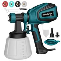 Paint Sprayer, 700W HVLP Electric Spray Gun, 1200ML Container, 1000 Ml/Min with Cleaning & Blowing Joints, 4 Nozzles & 3 Patterns, Adjustable Flow, for Home, Furniture, Walls & Fence, etc.