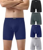 wirarpa Men's Underwear Trunks Modal Boxer Shorts Open Fly Tagless Underpants for Men Regular Leg 4 Pack