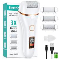 Electric Foot File, Hard Skin Remover Professional Callus Remover for Feet with 3 Rollers LED Light, Rechargeable Pedicure Sets for Feet Dead Skin Dry Skin Cracked Heels Calluses