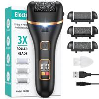 Electric Foot File, Hard Skin Remover Professional Callus Remover for Feet with 3 Rollers LED Light, Rechargeable Pedicure Sets for Feet Dead Skin Dry Skin Cracked Heels Calluses