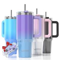 WATERSY Travel Mug Coffee Cup 40oz Tumbler Straw Lid and Handle, Stainless Steel Double Wall Vacuum Insulated Coffee Water Bottle Thermal for Cold Hot Coffee 1182ml