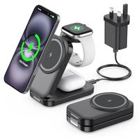 3 in 1 Wireless Charging Station for Apple,Foldable Magnetic Wireless Charger,15W Fast for MagSafe Charger Stand for iPhone 16/15/14/13,for Apple Watch,for AirPods