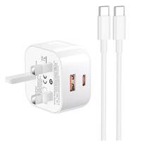 iPhone 15 16 Fast Charger, 20W Dual Port USB Fast Charger Plug and 2M Type C Cable, USB C Plug for iPhone 16/16 Pro/16 Pro Max/15/15 Pro Max/i-Pad, Macbook/AirPods, USB C Plug UK Power Adapter