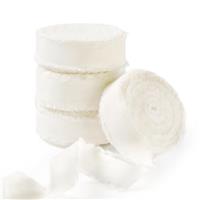 FAKILO Natural Rustic Cotton Ribbon with Frayed Edge