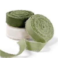 FAKILO Natural Rustic Cotton Ribbon with Frayed Edge