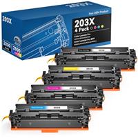 colorfly 203X CF540X Toner Cartridge Compatible for 203X CF540X CF541X CF542X CF543X as Replacement with Color Laserjet Pro M254dw/M254nw/M254dn MFP M281fdw/M281fdn/M281cdw/M280nw (4 Pack)