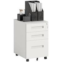 Vinsetto Metal Mobile File Cabinet with Wheels, Lockable Drawer Filing Cabinet for A4, Legal, Letter, Compact Under Desk Storage Unit with Pre-Assembled Body for Home Office
